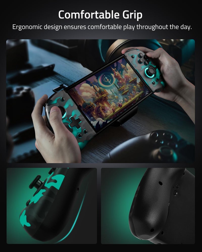 FUNLAB Switch Handheld Controller for Nintendo/OLED Joycons Customizable Switch Controller, Luminous Ergonomic Controls Camo, Switch Joypad Replacement with Adjustable Color, Turbo, Mapping - Image 4